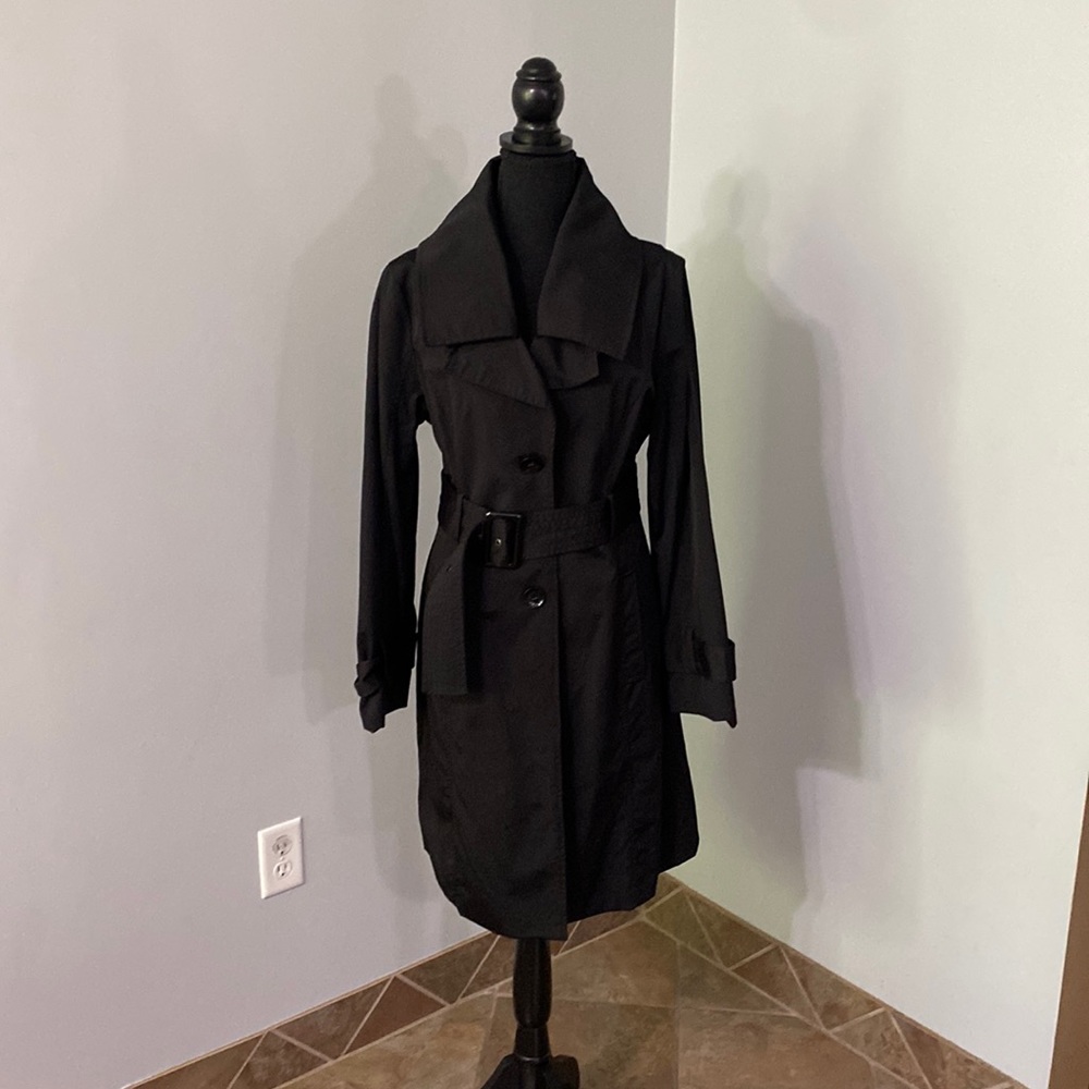 New York & Company - Large Black Belted Trench Coat